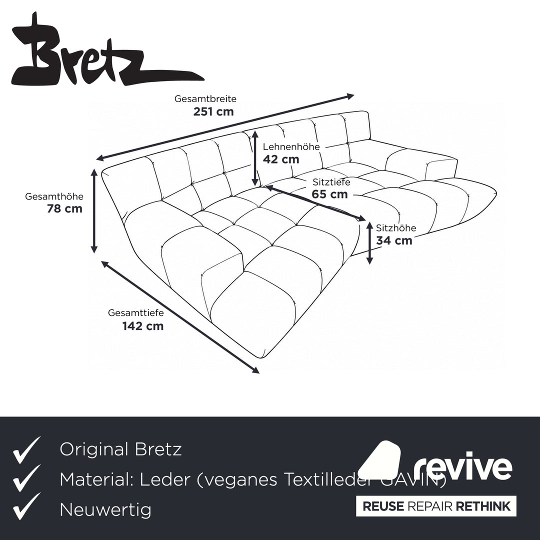 Bretz Cloud 7 Ecksofa Dreisitzer Sofa Couch Veganes Leder Anthrazit Neubezug GAVIN 117