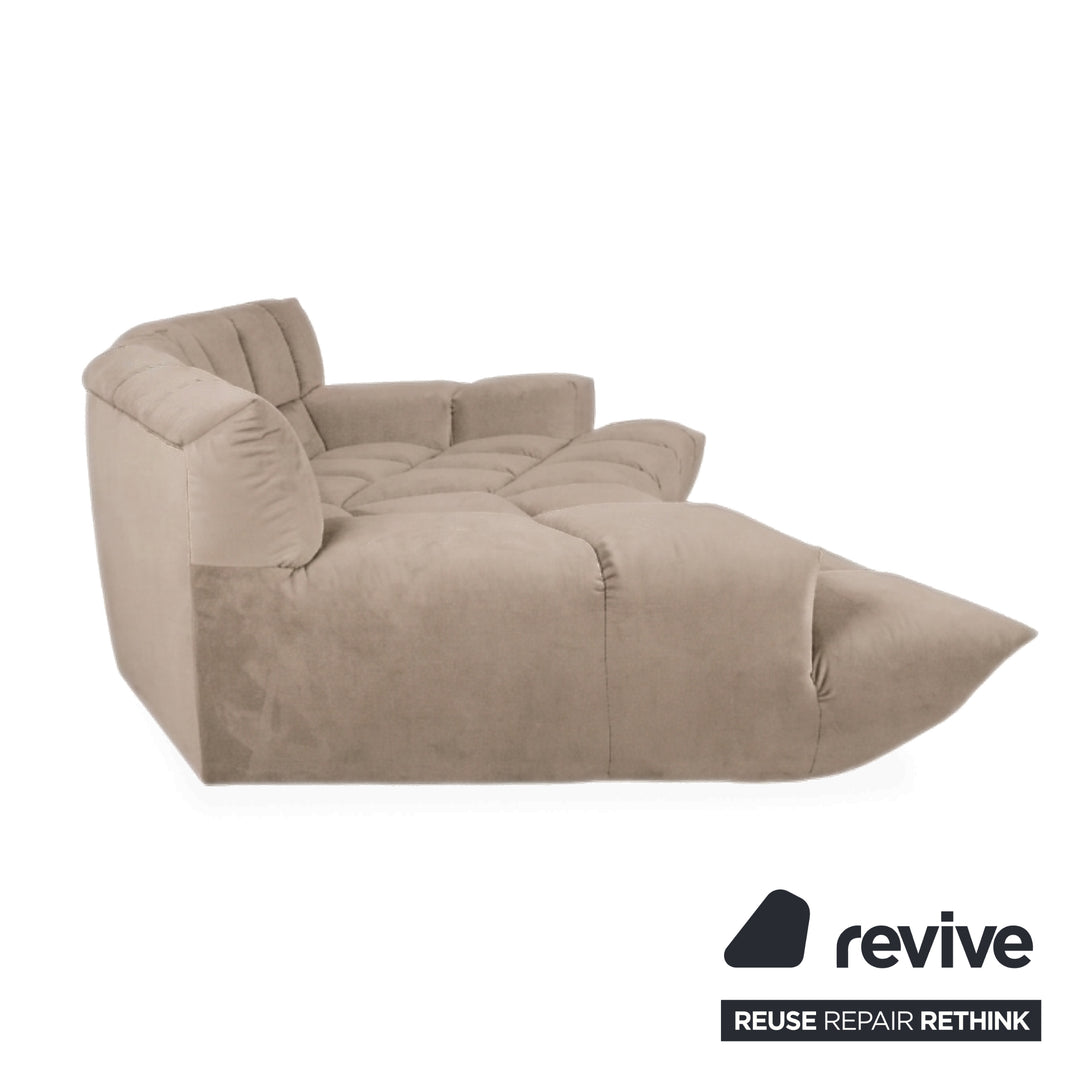 Bretz Cloud 7 Ecksofa Dreisitzer Sofa Couch Velours Stoff Beige Taupe Neubezug MELIA FR 806