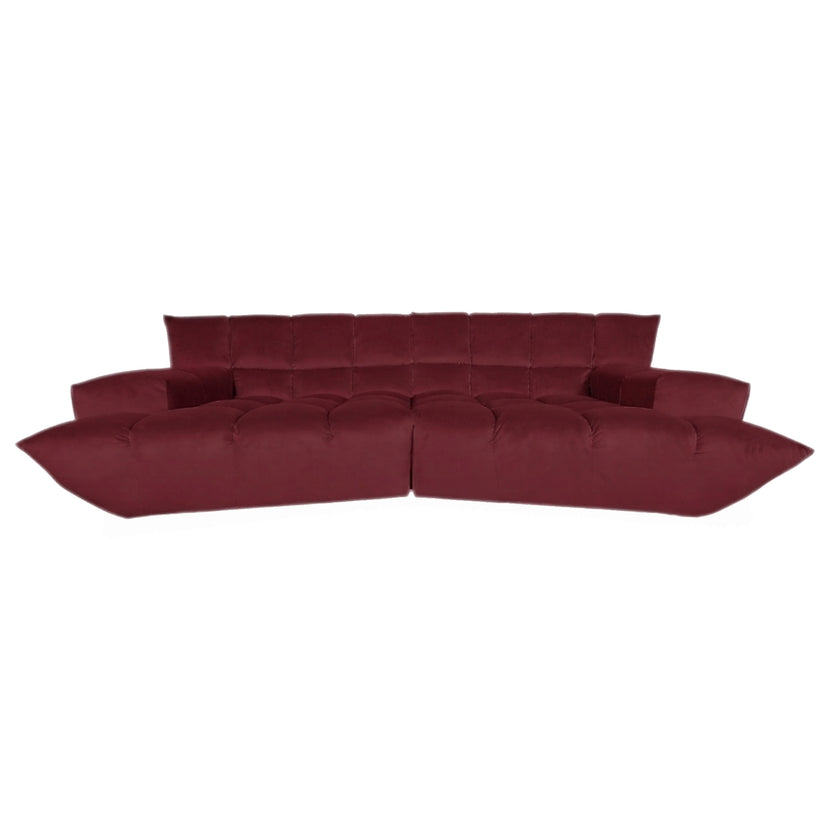 Bretz Cloud 7 hjørnesofa trepersoners sofa sofa velourstof bordeaux rød nypolstret MELIA FR 852