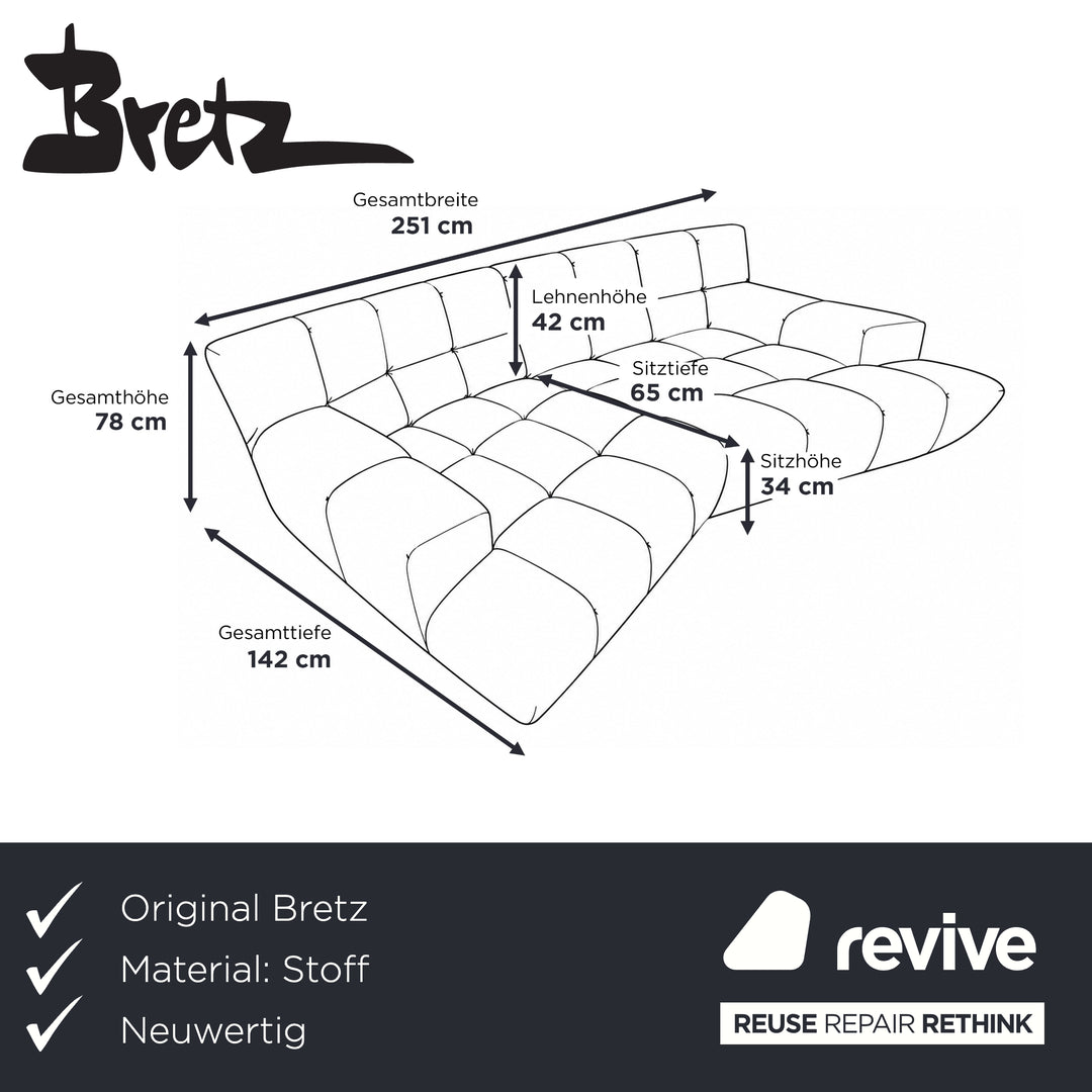 Bretz Cloud 7 Ecksofa Dreisitzer Sofa Couch Velours Stoff Bordeaux Rot Neubezug MELIA FR 852