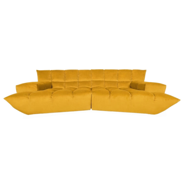 Bretz Cloud 7 Ecksofa Dreisitzer Sofa Couch Velours Stoff Gelb Neubezug MELIA FR 822