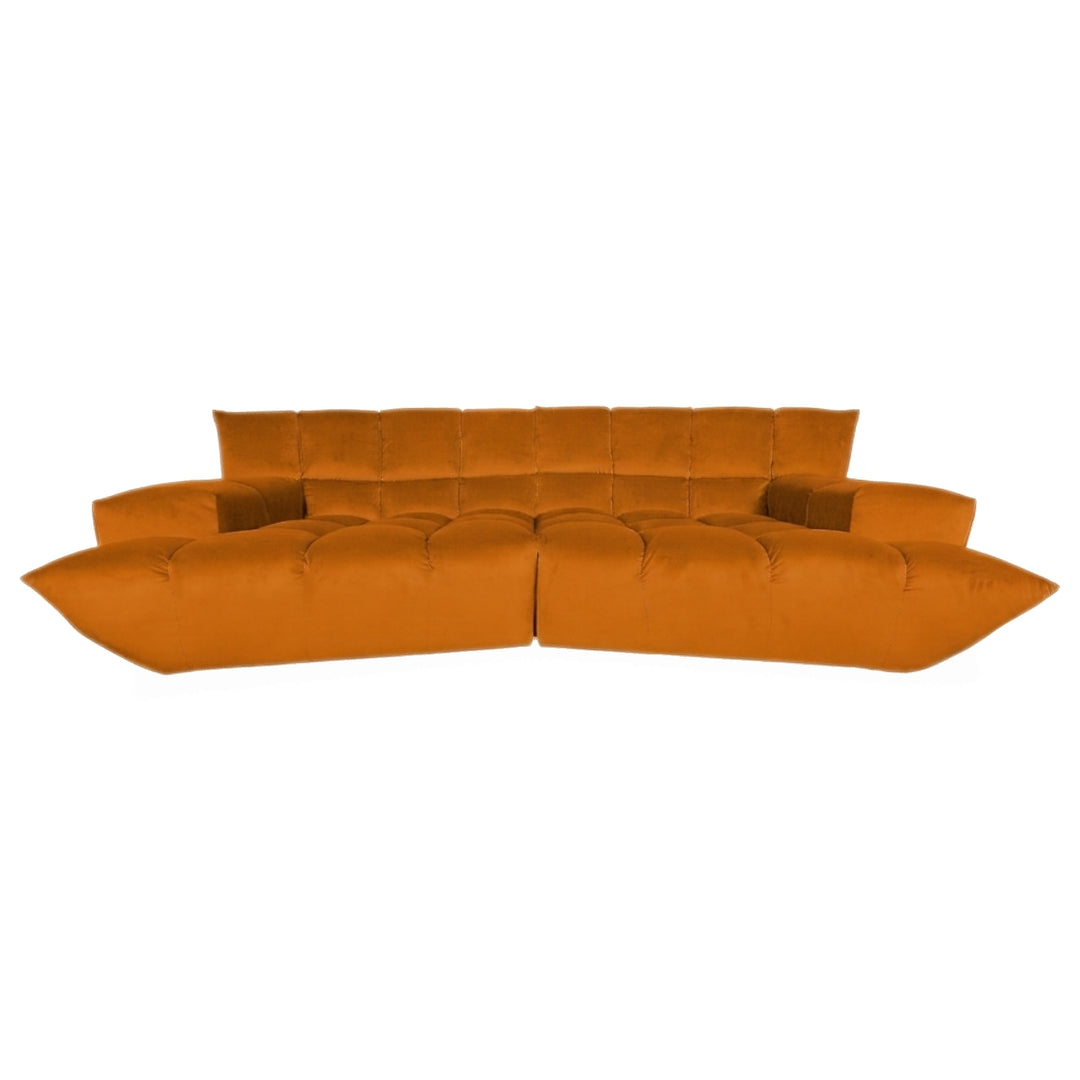 Bretz Cloud 7 Ecksofa Dreisitzer Sofa Couch Velours Stoff Gelb Orange Neubezug MELIA FR 823
