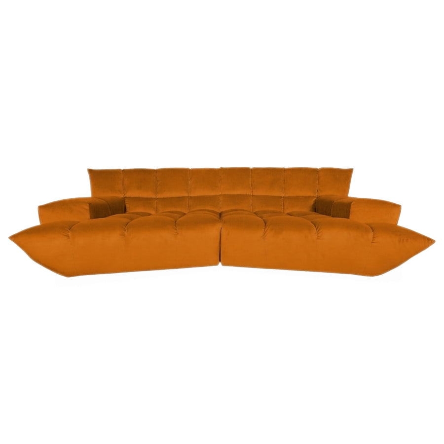 Bretz Cloud 7 Ecksofa Dreisitzer Sofa Couch Velours Stoff Gelb Orange Neubezug MELIA FR 823