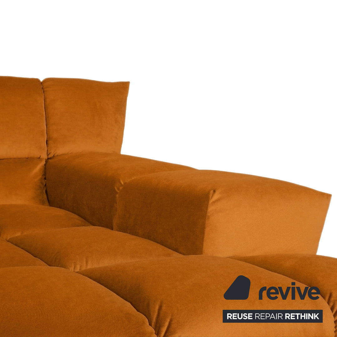Bretz Cloud 7 Ecksofa Dreisitzer Sofa Couch Velours Stoff Gelb Orange Neubezug MELIA FR 823