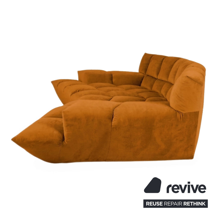 Bretz Cloud 7 Ecksofa Dreisitzer Sofa Couch Velours Stoff Gelb Orange Neubezug MELIA FR 823