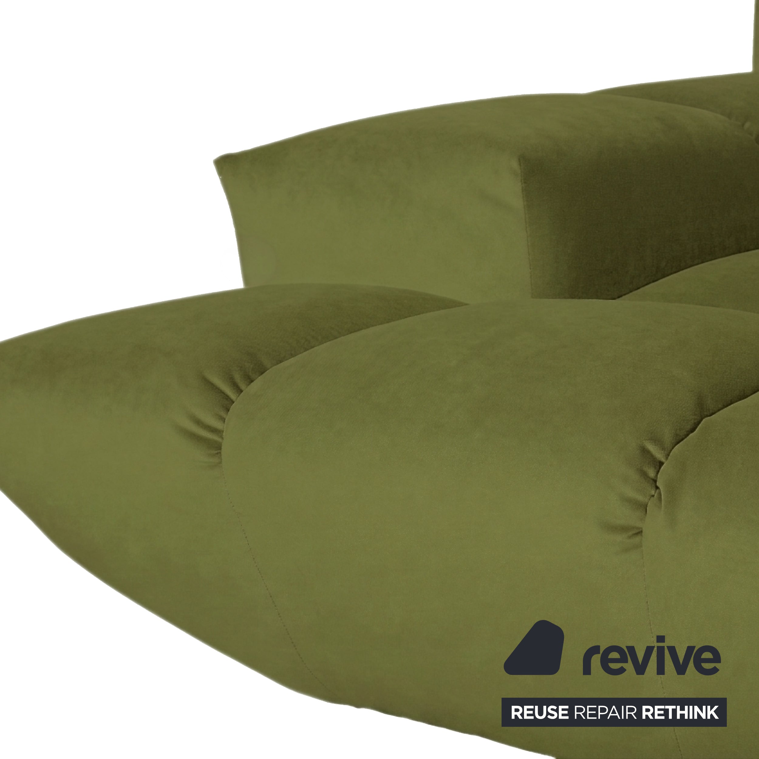 Bretz Cloud 7 Ecksofa Dreisitzer Sofa Couch Velours Stoff Grün Neubezug MELIA FR 829