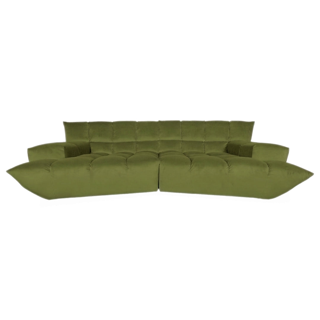 Bretz Cloud 7 Ecksofa Dreisitzer Sofa Couch Velours Stoff Grün Neubezug MELIA FR 829