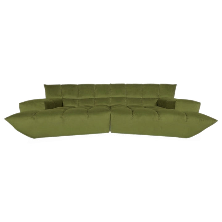 Bretz Cloud 7 Ecksofa Dreisitzer Sofa Couch Velours Stoff Grün Neubezug MELIA FR 829