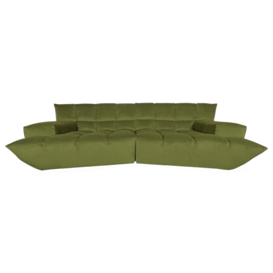 Bretz Cloud 7 Ecksofa Dreisitzer Sofa Couch Velours Stoff Grün Neubezug MELIA FR 829