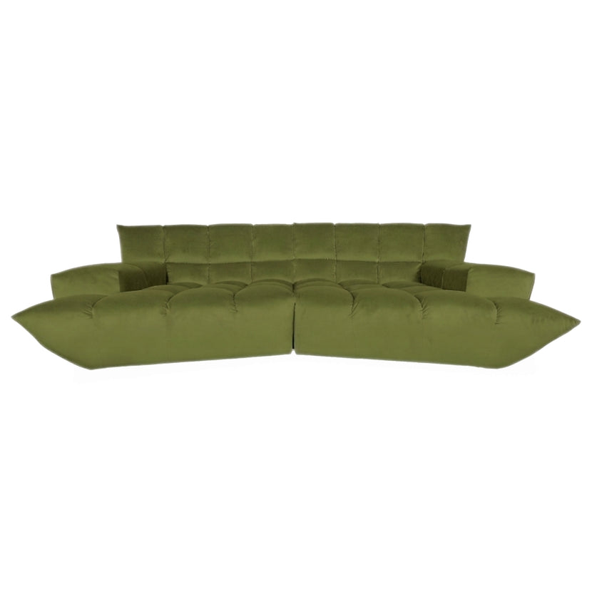 Bretz Cloud 7 hjørnesofa trepersoners sofa sofa velour stof grøn nypolstret MELIA FR 829