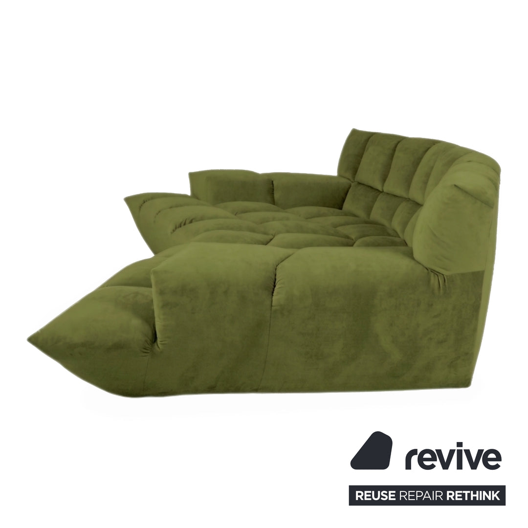 Bretz Cloud 7 Ecksofa Dreisitzer Sofa Couch Velours Stoff Grün Neubezug MELIA FR 829