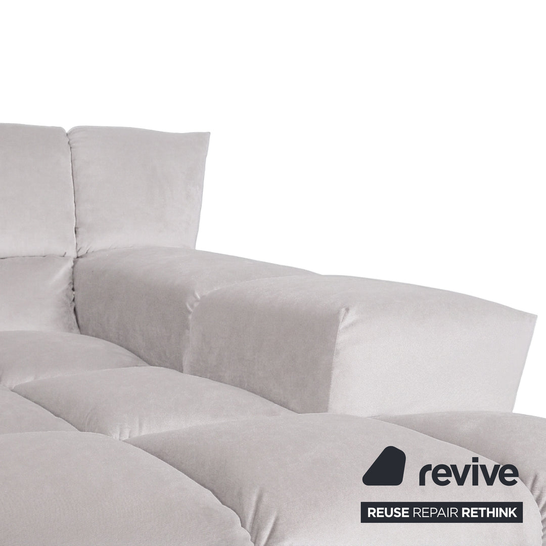 Bretz Cloud 7 Ecksofa Dreisitzer Sofa Couch Velours Stoff Weiß Neubezug MELIA FR 803