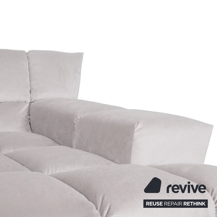 Bretz Cloud 7 Ecksofa Dreisitzer Sofa Couch Velours Stoff Weiß Neubezug MELIA FR 803