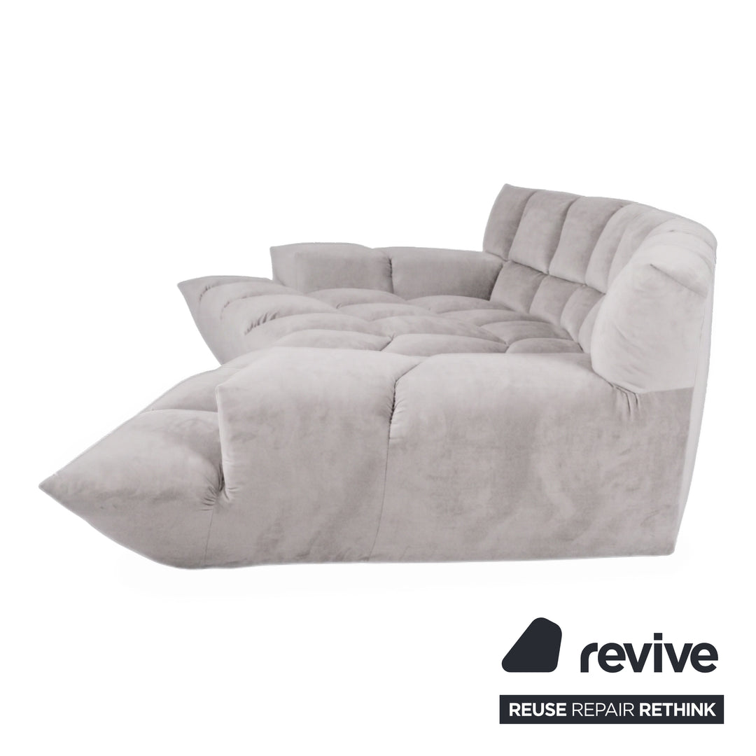 Bretz Cloud 7 Ecksofa Dreisitzer Sofa Couch Velours Stoff Weiß Neubezug MELIA FR 803