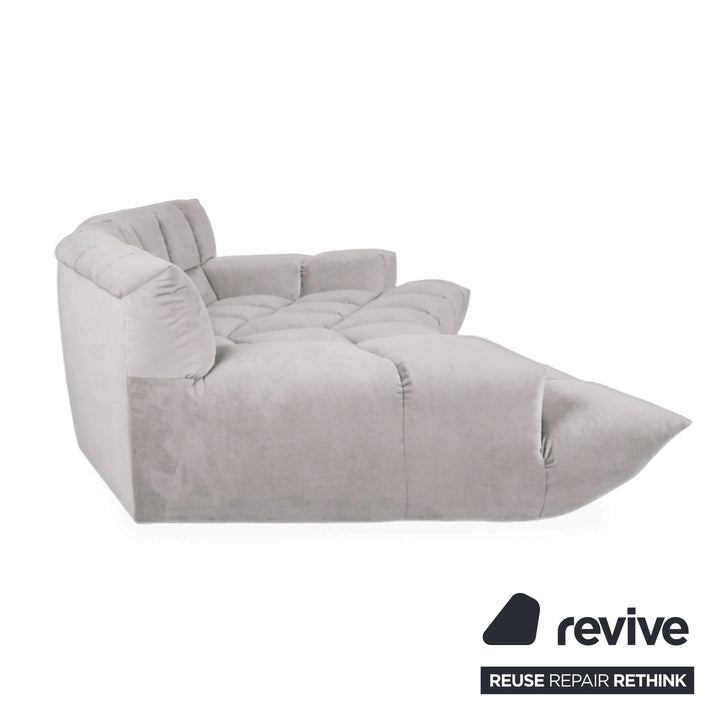 Bretz Cloud 7 Ecksofa Dreisitzer Sofa Couch Velours Stoff Weiß Neubezug MELIA FR 803