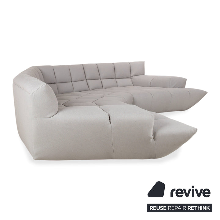 Bretz Cloud 7 Ecksofa Stoff Sofa Hellgrau Couch Neubezug COR chalk 10064