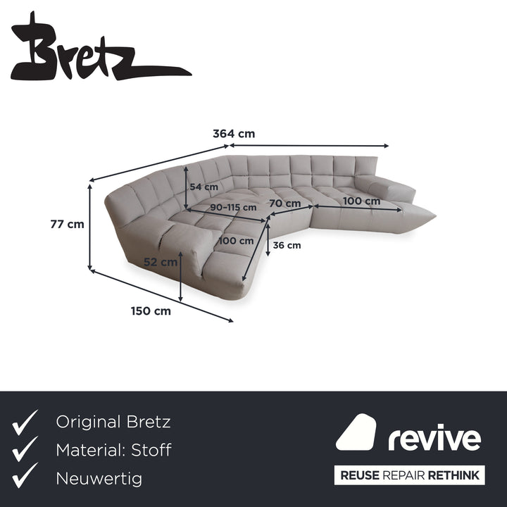 Bretz Cloud 7 Ecksofa Stoff Sofa Hellgrau Couch Neubezug COR chalk 10064