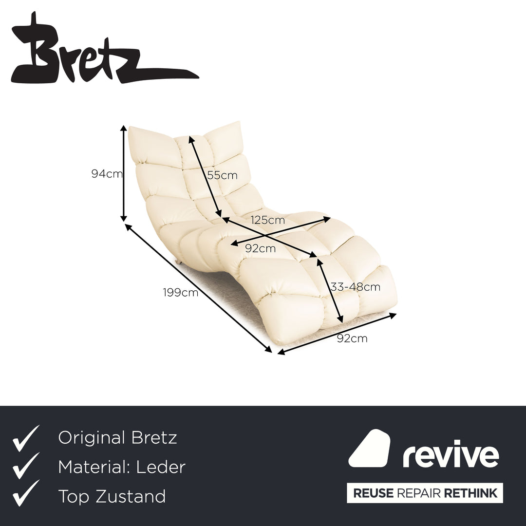 Bretz Cloud 7 Chaise Longue en Cuir Blanc Crème