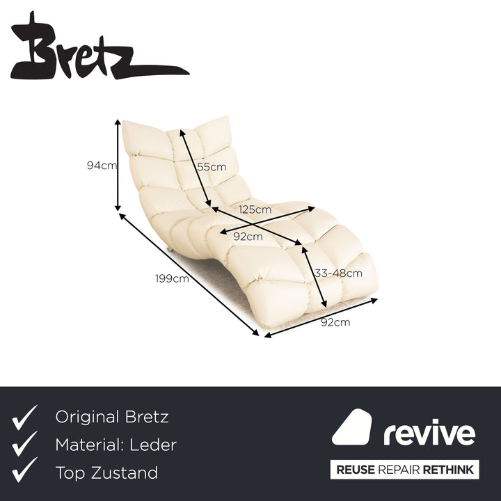 Bretz Cloud 7 Chaise Longue en Cuir Blanc Crème