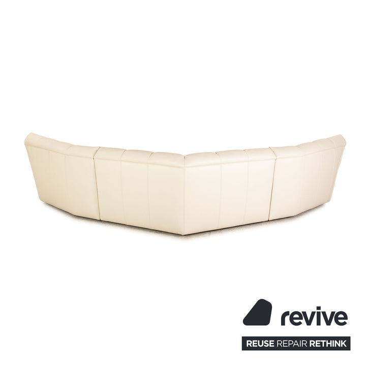 Bretz Cloud 7 Leather Sofa Set Cream White Corner Sofa Coffee Table Lounger Couch