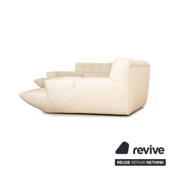 Bretz Cloud 7 Leather Sofa Set Cream White Corner Sofa Coffee Table Lounger Couch