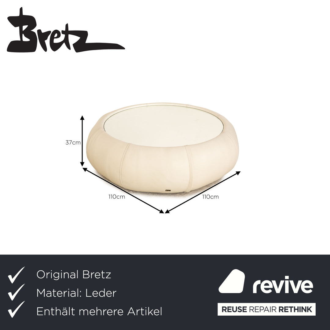 Bretz Cloud 7 Leather Sofa Set Cream White Corner Sofa Coffee Table Lounger Couch