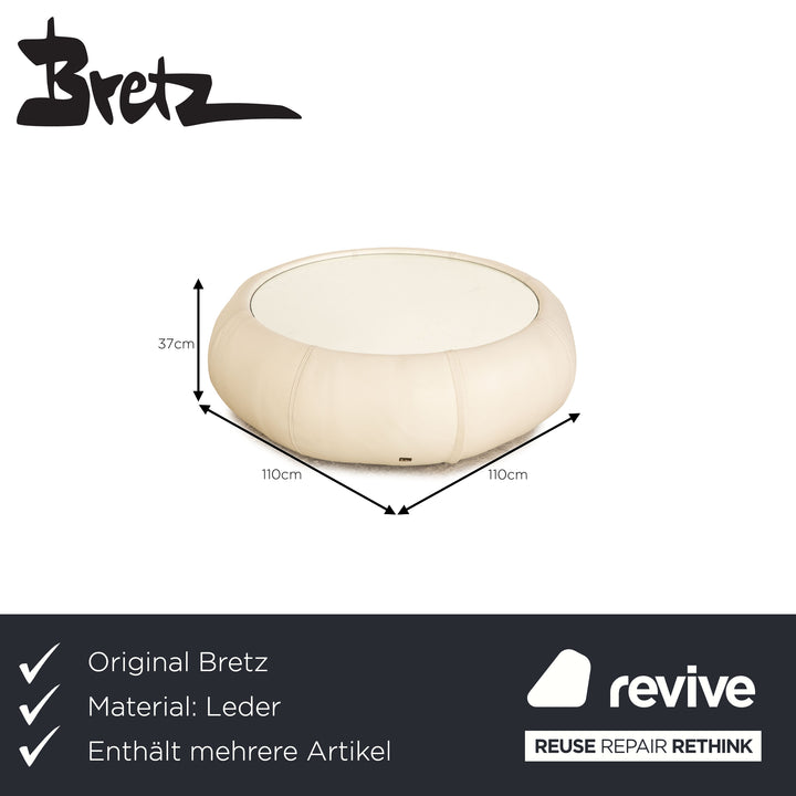 Bretz Cloud 7 Leather Sofa Set Cream White Corner Sofa Coffee Table Lounger Couch