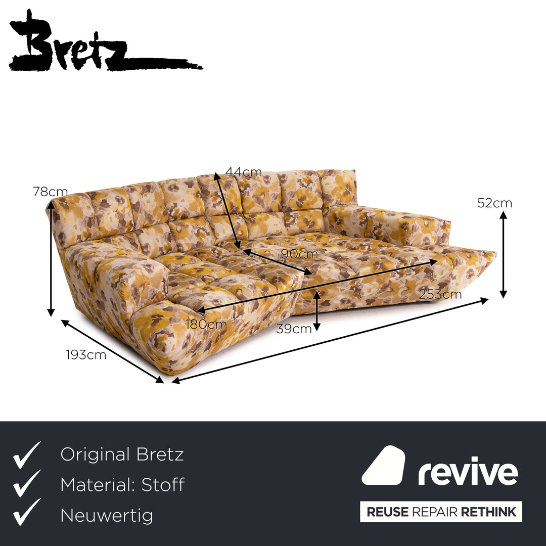 Bretz Cloud 7 Velvet Fabric Corner Sofa Yellow Gold Brown Sofa Couch Modular