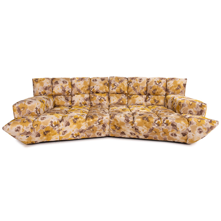 Canapé d'angle en tissu velours Bretz Cloud 7 jaune or marron canapé modulable