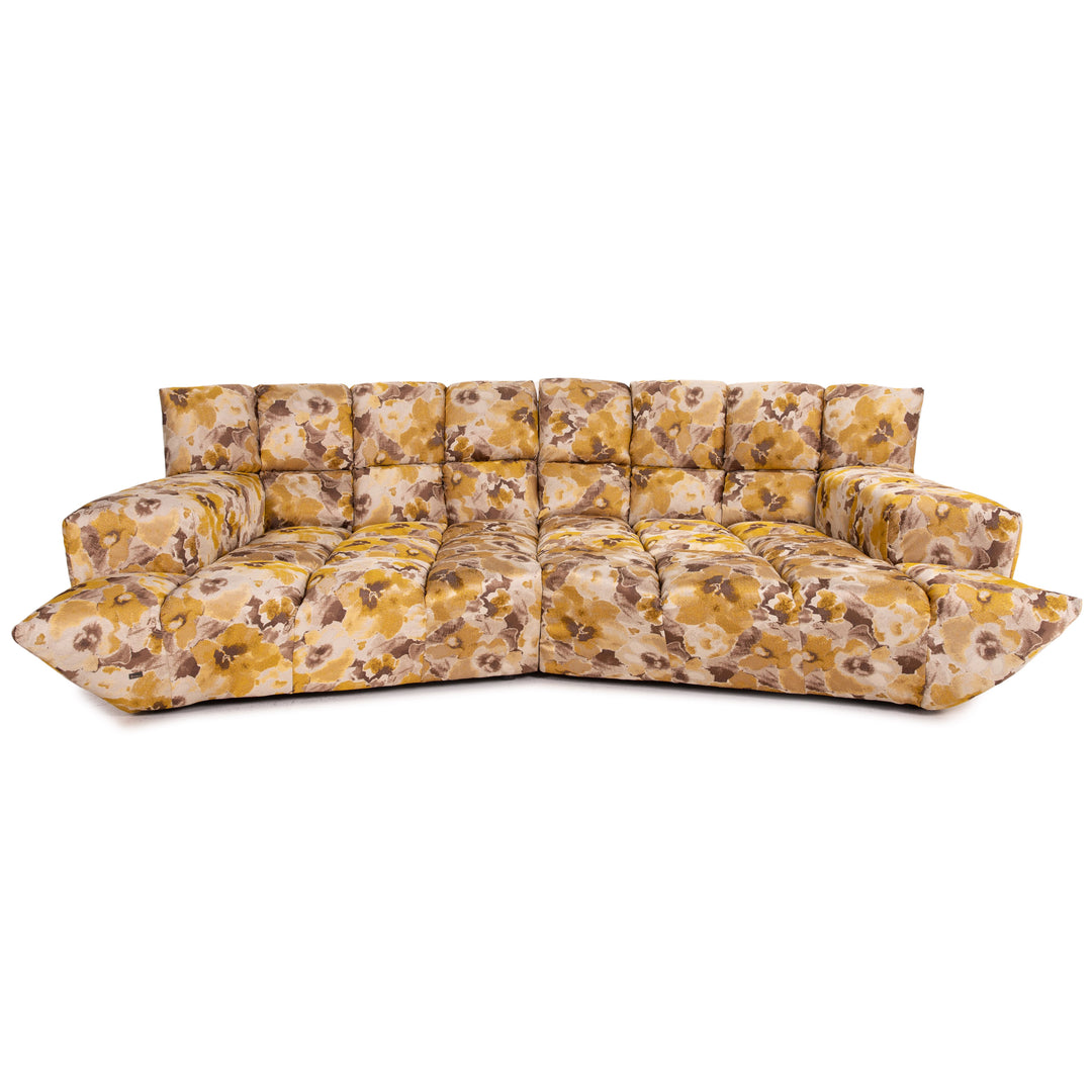 Bretz Cloud 7 Velvet Fabric Corner Sofa Yellow Gold Brown Sofa Couch Modular