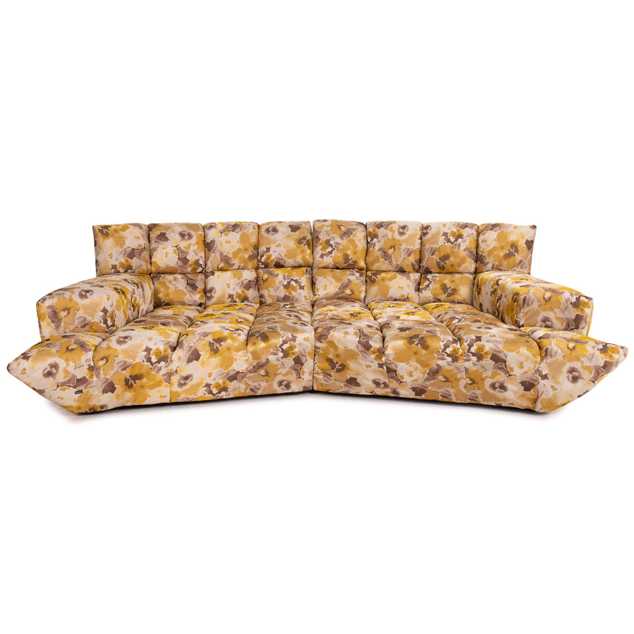 Bretz Cloud 7 Velvet Fabric Corner Sofa Yellow Gold Brown Sofa Couch Modular