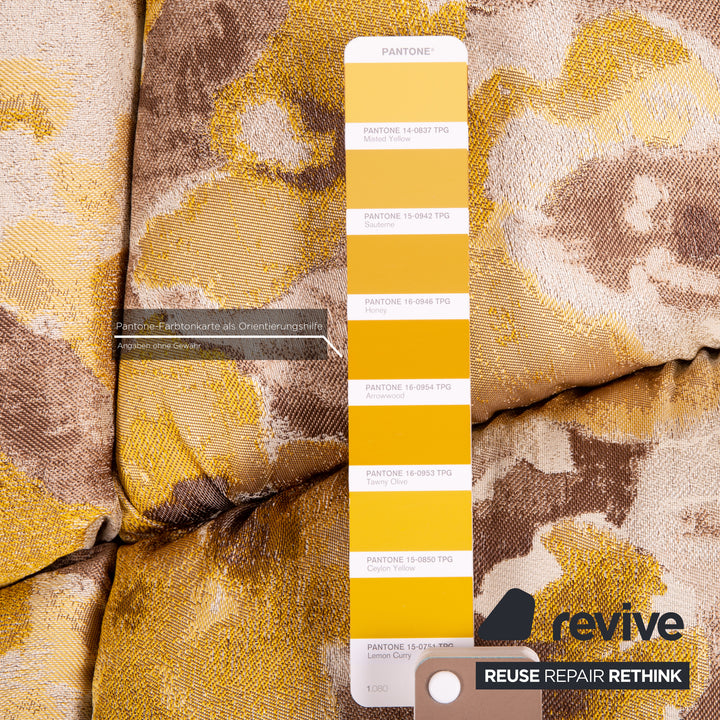 Canapé d'angle en tissu velours Bretz Cloud 7 jaune or marron canapé modulable