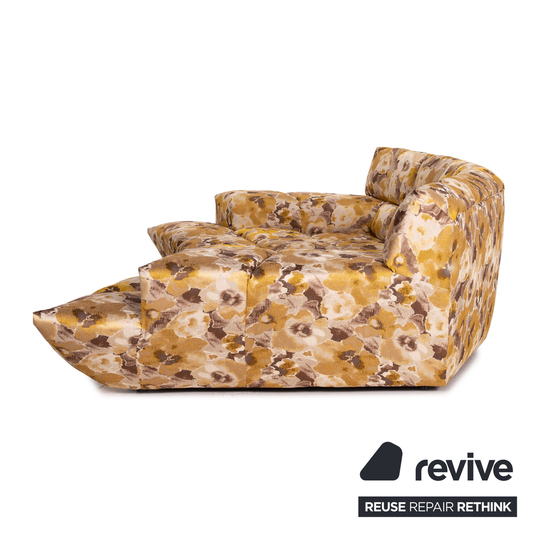 Canapé d'angle en tissu velours Bretz Cloud 7 jaune or marron canapé modulable