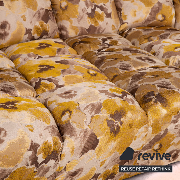 Canapé d'angle en tissu velours Bretz Cloud 7 jaune or marron canapé modulable