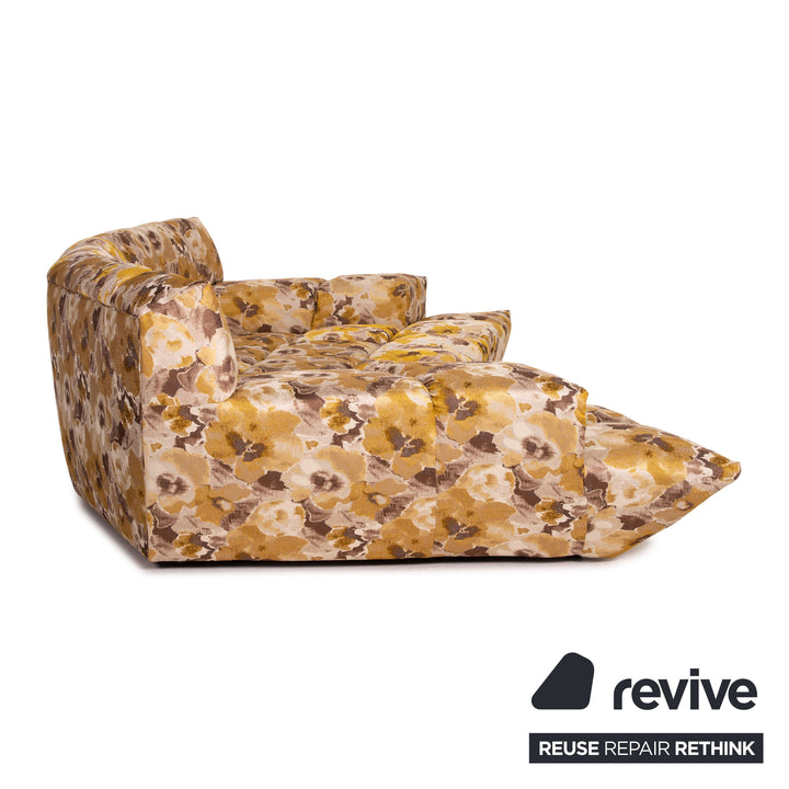 Bretz Cloud 7 Velvet Fabric Corner Sofa Yellow Gold Brown Sofa Couch Modular