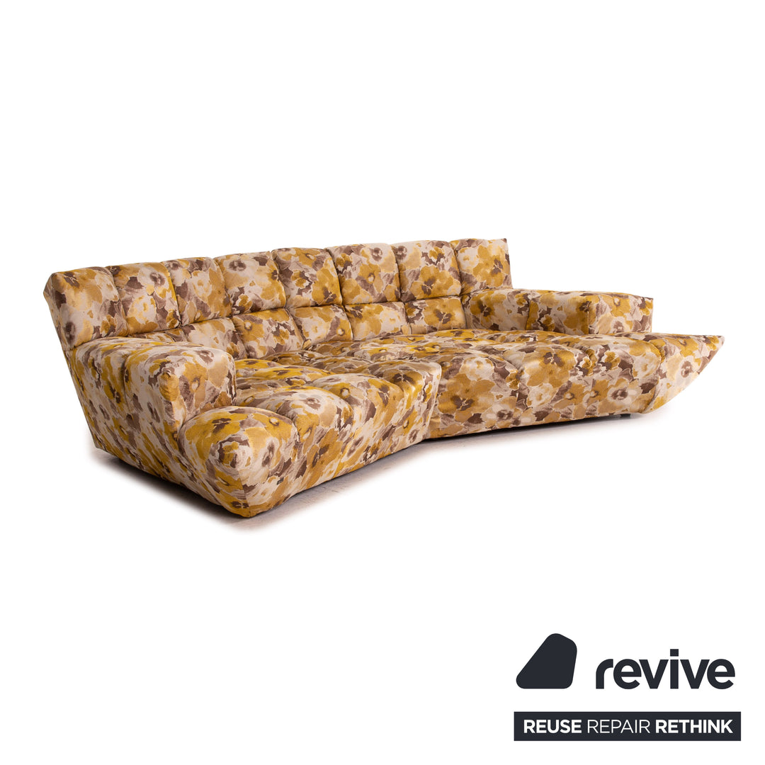 Canapé d'angle en tissu velours Bretz Cloud 7 jaune or marron canapé modulable