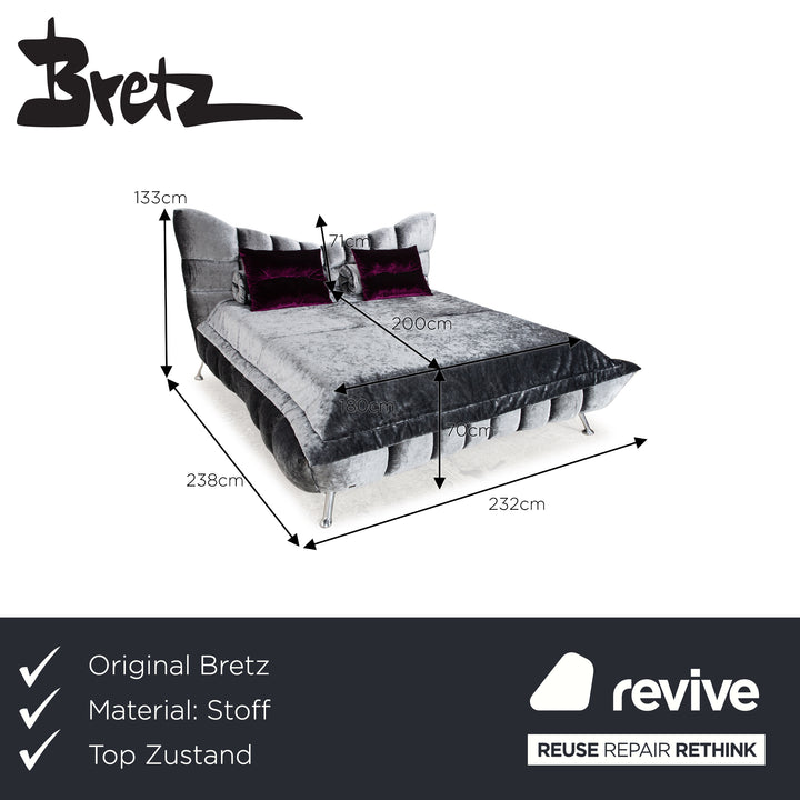 Bretz Cloud 7 Fabric Bed Grey Silver 180x200