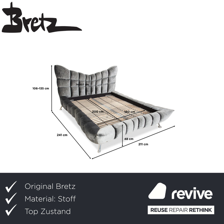 Bretz Cloud 7 Stoff Bett Grau Silber