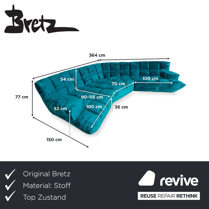 Bretz Cloud 7 Stoff Ecksofa Blau Türkis Sofa Couch