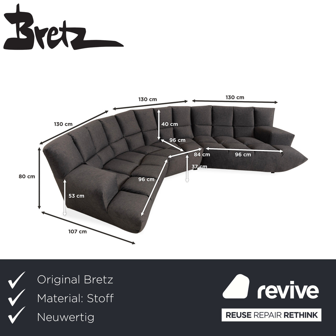 Bretz Cloud 7 Stoff Ecksofa Grau Metallic Neubezug Sofa Couch