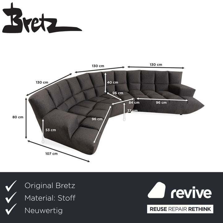 Bretz Cloud 7 Stoff Ecksofa Grau Metallic Neubezug Sofa Couch
