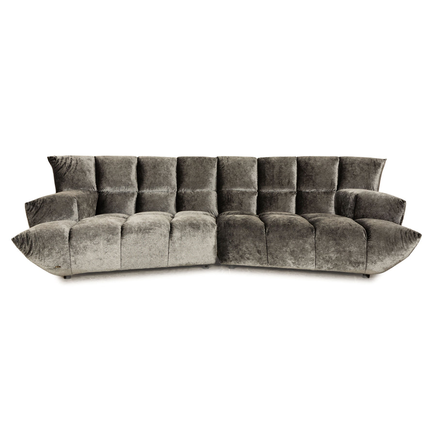 Bretz Cloud 7 fabric corner sofa grey silver sofa couch - F154, cover 66 2085 silver shimmer