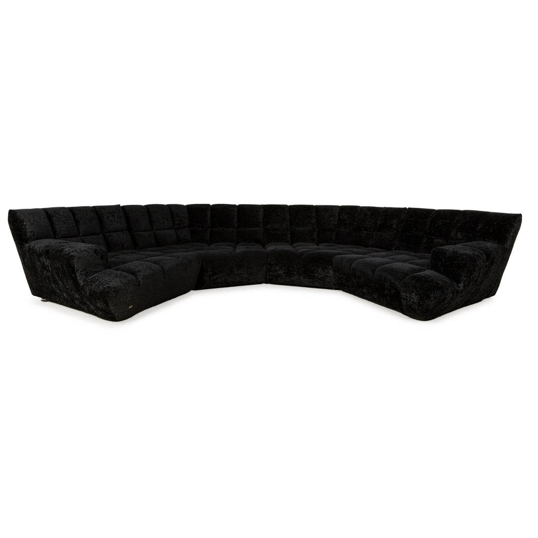 Canapé d'angle en tissu Bretz Cloud 7 noir et velours