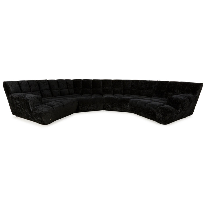 Canapé d'angle en tissu Bretz Cloud 7 noir et velours