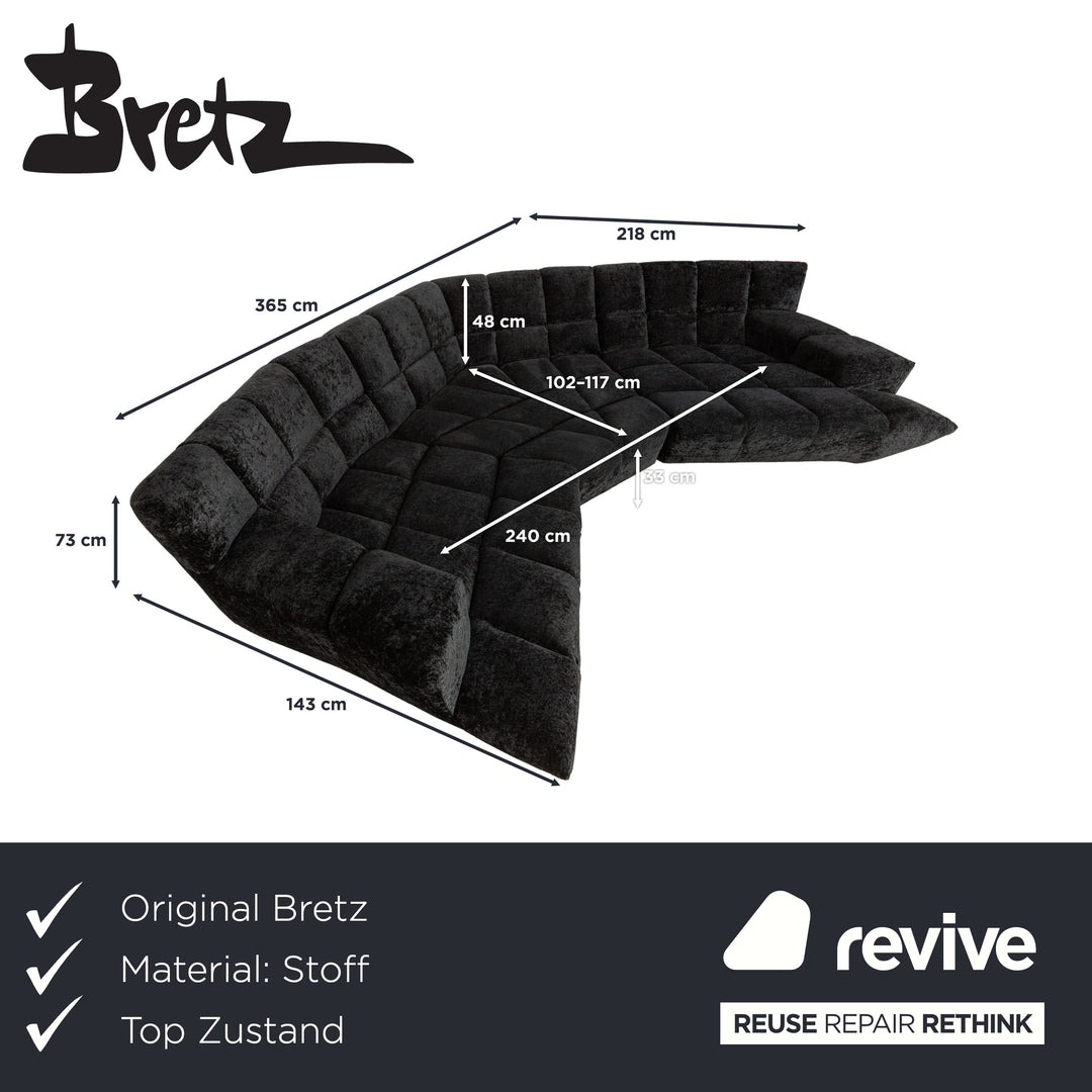 Bretz Cloud 7 Stoff Ecksofa Schwarz	Sofa Couch Samt