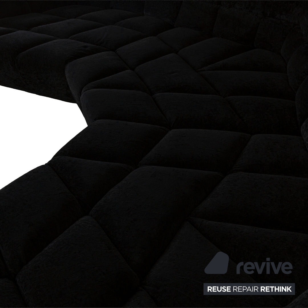 Canapé d'angle en tissu Bretz Cloud 7 noir et velours