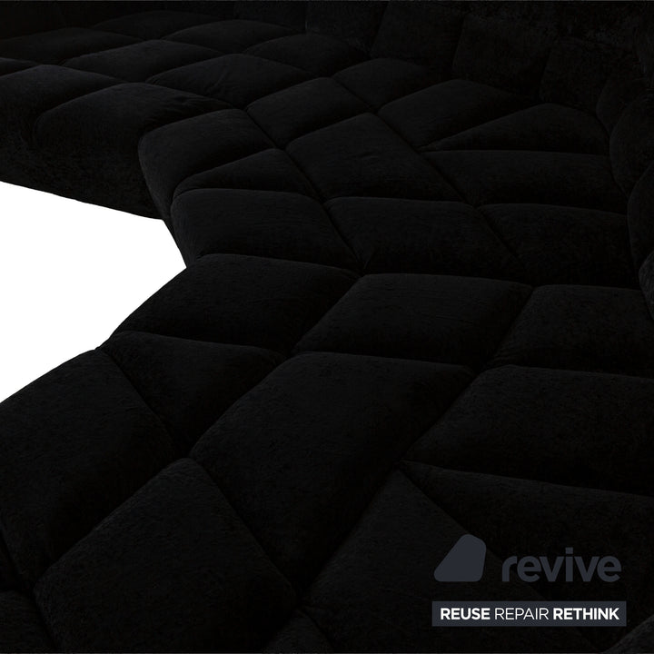 Canapé d'angle en tissu Bretz Cloud 7 noir et velours