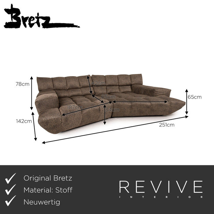 Canapé Bretz Cloud 7 en tissu marron, quatre places, retapissé
