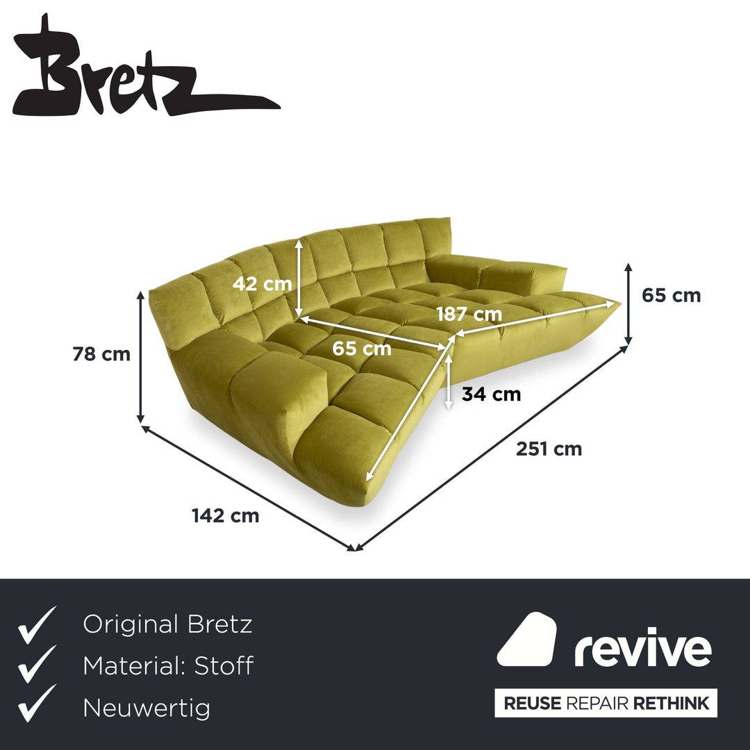 Bretz Cloud 7 Stoff Sofa Couch Viersitzer Grün Gelb Limette Neubezug MELIA FR 831 (Konfiguration: Uli Ure)