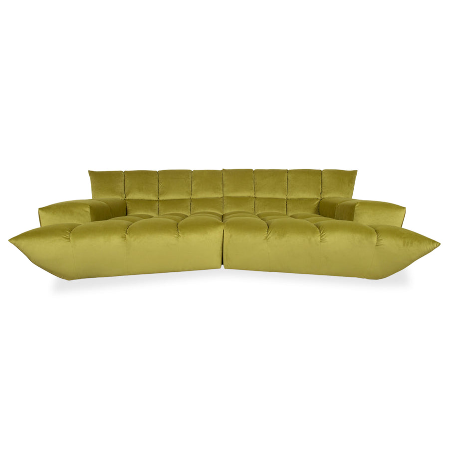 Bretz Cloud 7 Stoff Sofa Couch Viersitzer Grün Gelb Limette Neubezug MELIA FR 831 (Konfiguration: Uli Ure)
